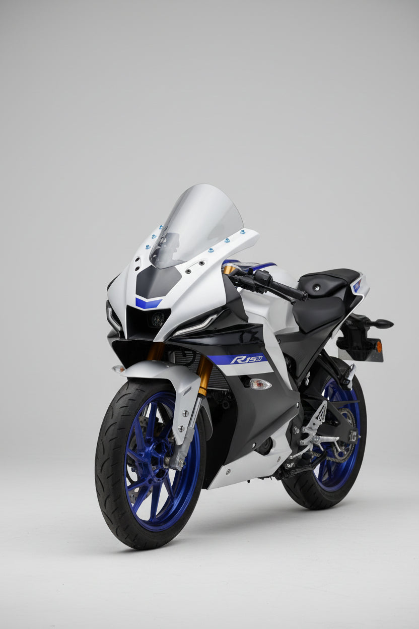 FK Racing® Full Bubble Visor Windshield Indonesian Type for Yamaha R15 V4 & R15 M Transparent Clear White