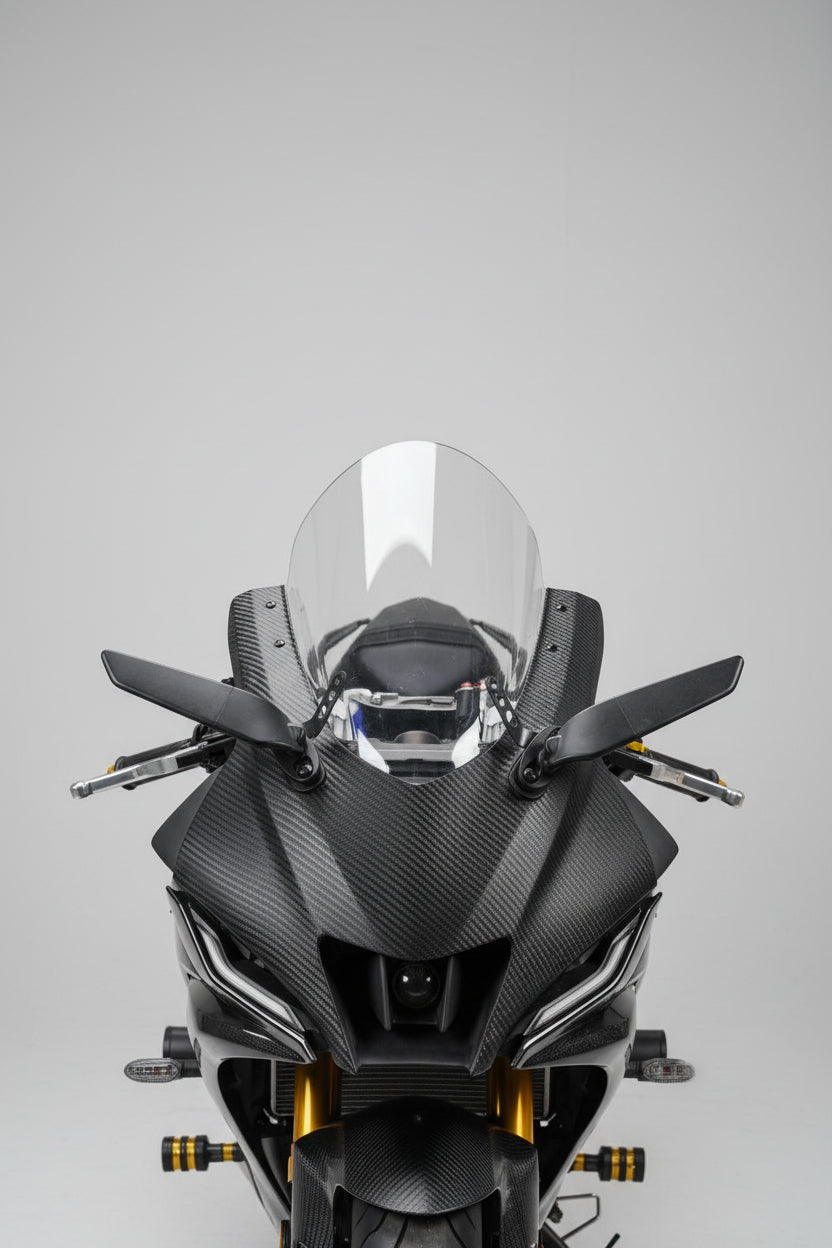 FK Racing® Full Bubble Visor Windshield Indonesian Type for Yamaha R15 V4 & R15 M Transparent Clear White