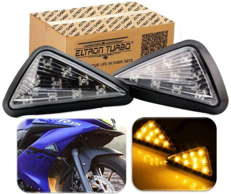 FK Racing  Imported Super Quality Yellow Flush Mount Smoked 9 LED Turn Signal Light Bike Indicator Lights Motorcycle, 12V DC Motorcycle Indicators For CBR 150 250, YZF R15 V3 V2 (Pack Of 2, Amber)