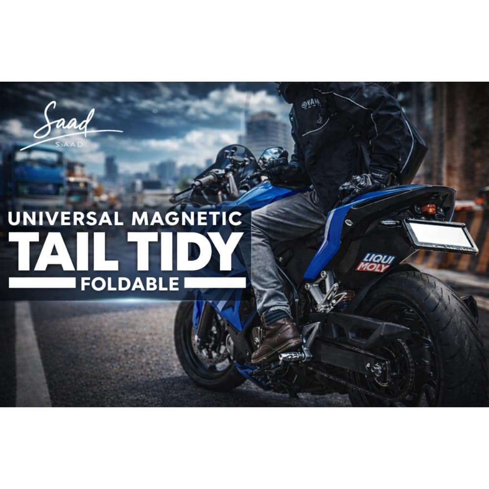 Magnetic Foldable Tail Tidy | Universal Number Plate Holder | for R15 V2, V3, V4, MT15, etc| Heavy Metal | Adjustable Fender | Black Finish| Bike Accessories | NOT for Duke Models
