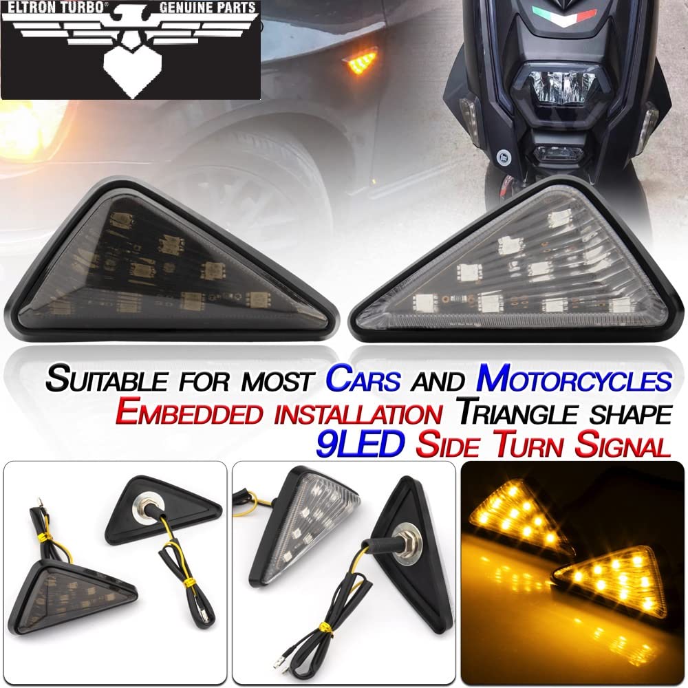 FK Racing  Imported Super Quality Yellow Flush Mount Smoked 9 LED Turn Signal Light Bike Indicator Lights Motorcycle, 12V DC Motorcycle Indicators For CBR 150 250, YZF R15 V3 V2 (Pack Of 2, Amber)