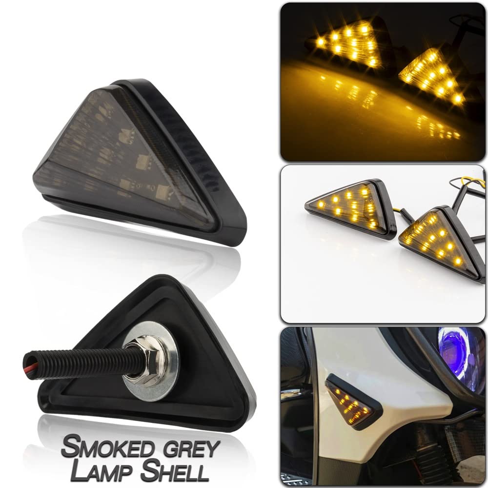 FK Racing  Imported Super Quality Yellow Flush Mount Smoked 9 LED Turn Signal Light Bike Indicator Lights Motorcycle, 12V DC Motorcycle Indicators For CBR 150 250, YZF R15 V3 V2 (Pack Of 2, Amber)