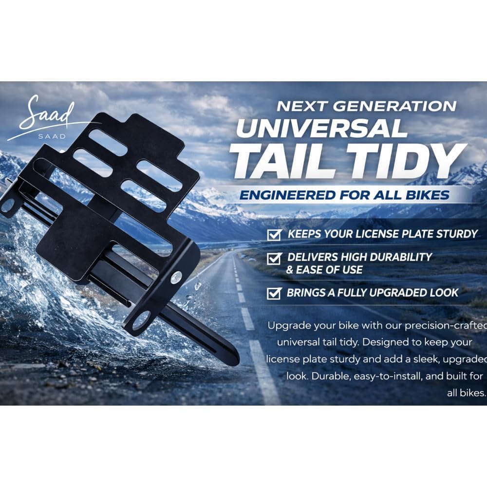 Magnetic Foldable Tail Tidy | Universal Number Plate Holder | for R15 V2, V3, V4, MT15, etc| Heavy Metal | Adjustable Fender | Black Finish| Bike Accessories | NOT for Duke Models