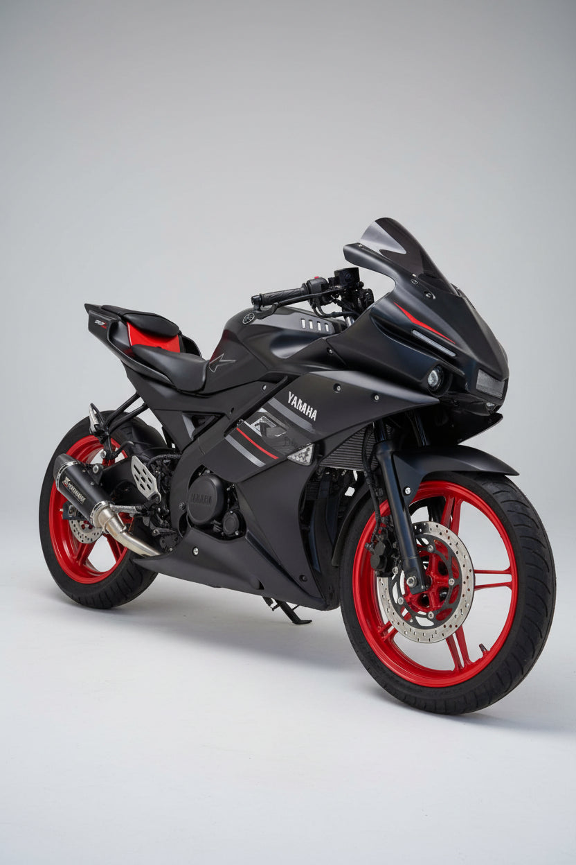 FK Racing R1M mask with Windshield Visor Black for Yamaha R15 v1,v2 and s (Without Paint)