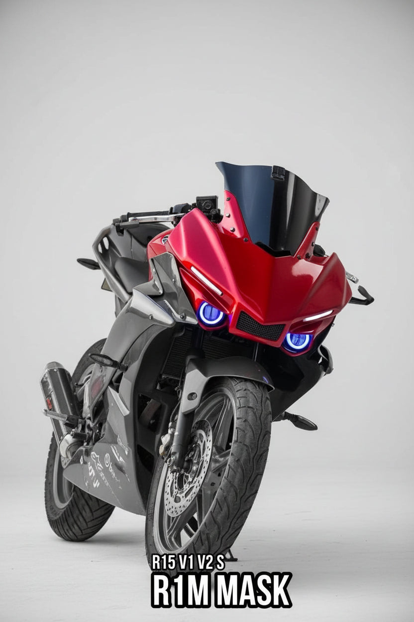 FK Racing R1M mask with Windshield Visor Black for Yamaha R15 v1,v2 and s (Without Paint)