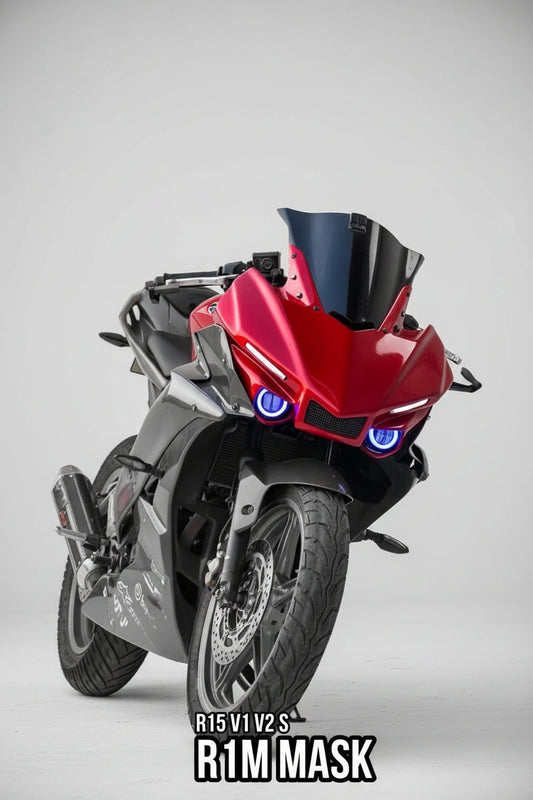 FK Racing R1M mask with Windshield Visor Black for Yamaha R15 v1,v2 and s (Without Paint)