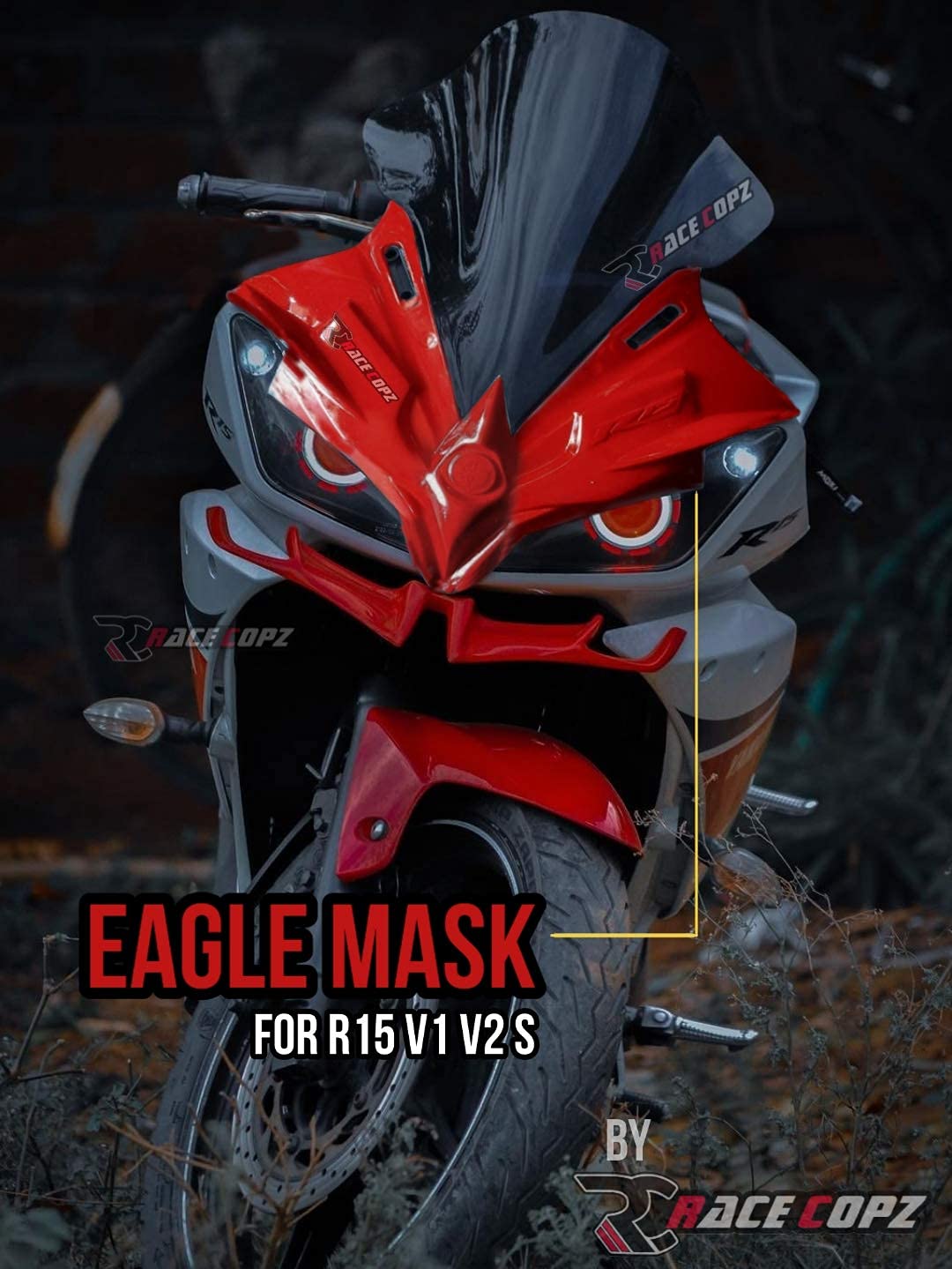 Wild Eagle MASK for Yamaha R15 V1 V2 S Models (Non Painted) GET Free 1 Visor and Winglet Red