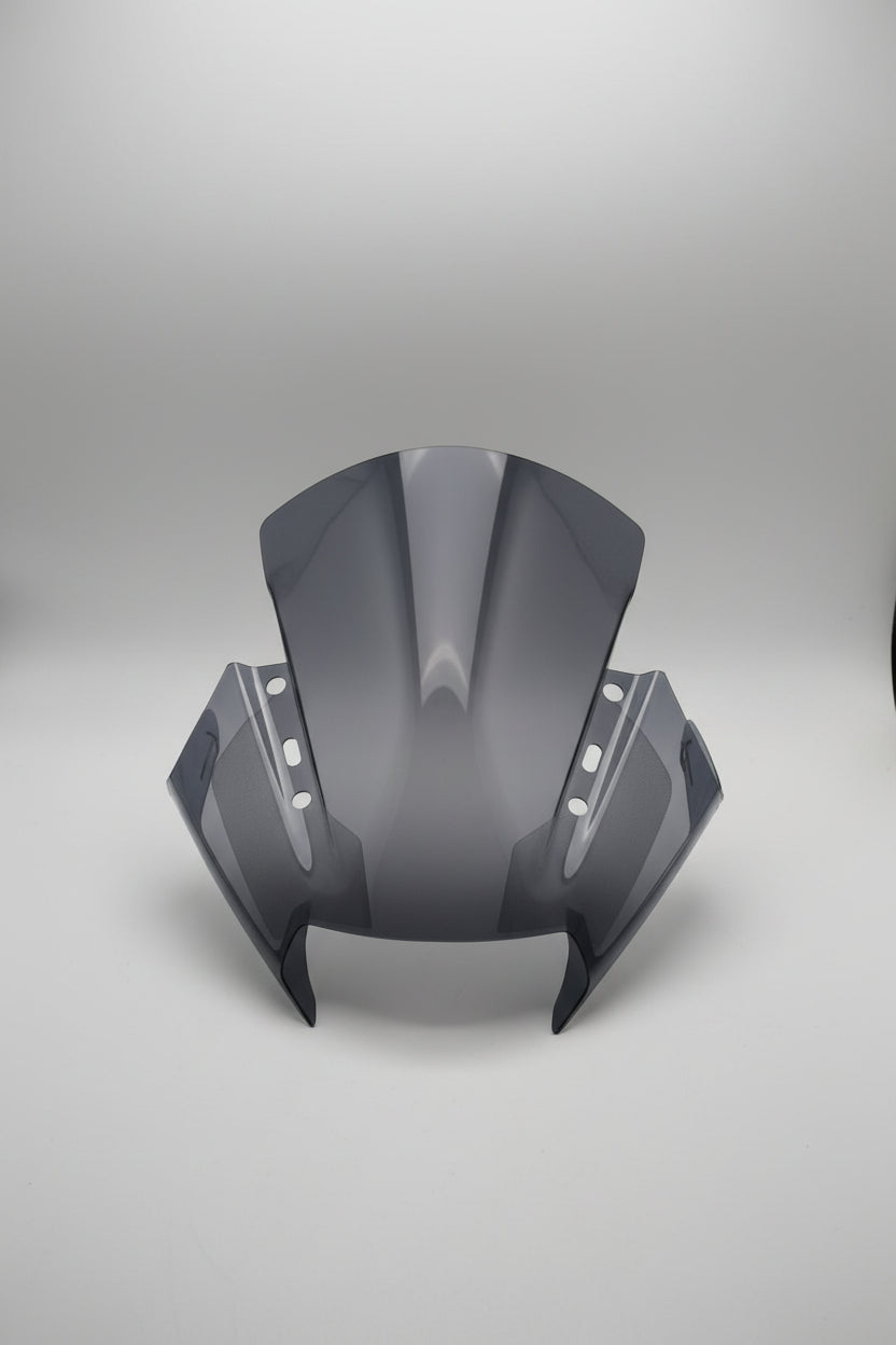 FK RACING® Light Smoke Black Color Powerpart Windshield Visor Wind Deflector Headlight Cut Engraved Compatible for RC 125 RC 200 RC 390